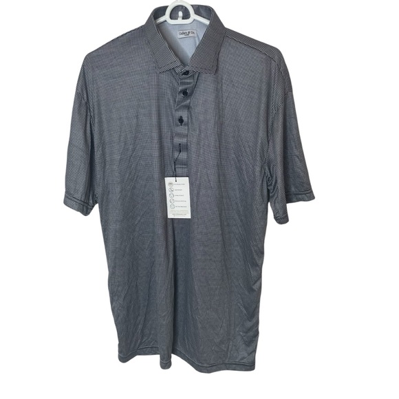 NWT Collars & Co. Black Houndstooth Semi-Spread Collar Polo in Size Large - Picture 3 of 8